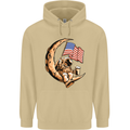 Beer Moon USA Flag Astronaut Space Alcohol Mens 80% Cotton Hoodie Sand
