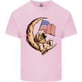 Beer Moon USA Flag Astronaut Space Alcohol Mens Cotton T-Shirt Tee Top Light Pink