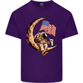 Beer Moon USA Flag Astronaut Space Alcohol Mens Cotton T-Shirt Tee Top Purple