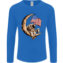 Beer Moon USA Flag Astronaut Space Alcohol Mens Long Sleeve T-Shirt Royal Blue