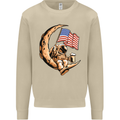 Beer Moon USA Flag Astronaut Space Alcohol Mens Sweatshirt Jumper Sand