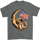 Beer Moon USA Flag Astronaut Space Alcohol Mens T-Shirt Cotton Gildan Charcoal