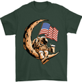 Beer Moon USA Flag Astronaut Space Alcohol Mens T-Shirt Cotton Gildan Forest Green