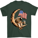 Beer Moon USA Flag Astronaut Space Alcohol Mens T-Shirt Cotton Gildan Forest Green