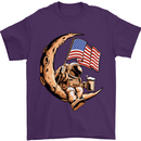 Beer Moon USA Flag Astronaut Space Alcohol Mens T-Shirt Cotton Gildan Purple