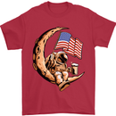 Beer Moon USA Flag Astronaut Space Alcohol Mens T-Shirt Cotton Gildan Red