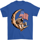 Beer Moon USA Flag Astronaut Space Alcohol Mens T-Shirt Cotton Gildan Royal Blue