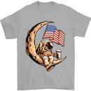 Beer Moon USA Flag Astronaut Space Alcohol Mens T-Shirt Cotton Gildan Sports Grey