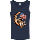Beer Moon USA Flag Astronaut Space Alcohol Mens Vest Tank Top Navy Blue