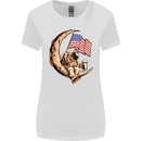Beer Moon USA Flag Astronaut Space Alcohol Womens Wider Cut T-Shirt White