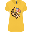 Beer Moon USA Flag Astronaut Space Alcohol Womens Wider Cut T-Shirt Yellow