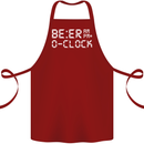 Beer O'Clock Funny Alcohol Drunk Humor Cotton Apron 100% Organic Maroon