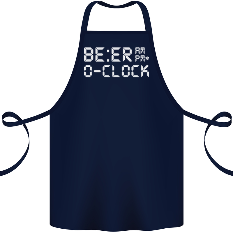 Beer O'Clock Funny Alcohol Drunk Humor Cotton Apron 100% Organic Navy Blue