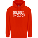 Beer O'Clock Funny Alcohol Drunk Humor Mens 80% Cotton Hoodie Bright Red