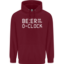 Beer O'Clock Funny Alcohol Drunk Humor Mens 80% Cotton Hoodie Maroon
