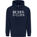 Beer O'Clock Funny Alcohol Drunk Humor Mens 80% Cotton Hoodie Navy Blue