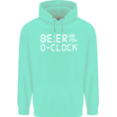 Beer O'Clock Funny Alcohol Drunk Humor Mens 80% Cotton Hoodie Peppermint