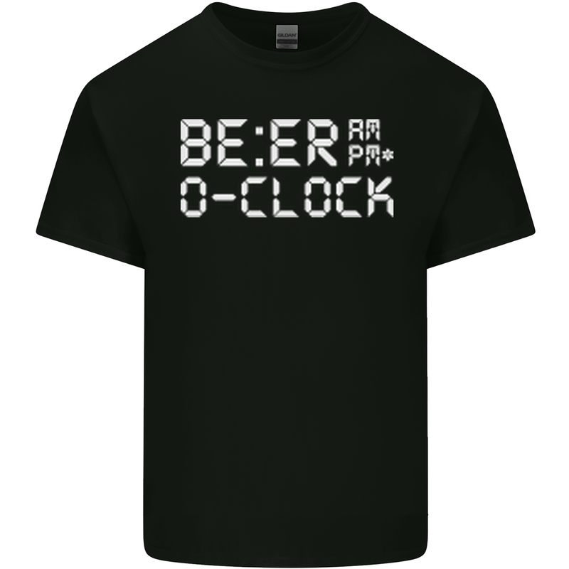 Beer O'Clock Funny Alcohol Drunk Humor Mens Cotton T-Shirt Tee Top Black