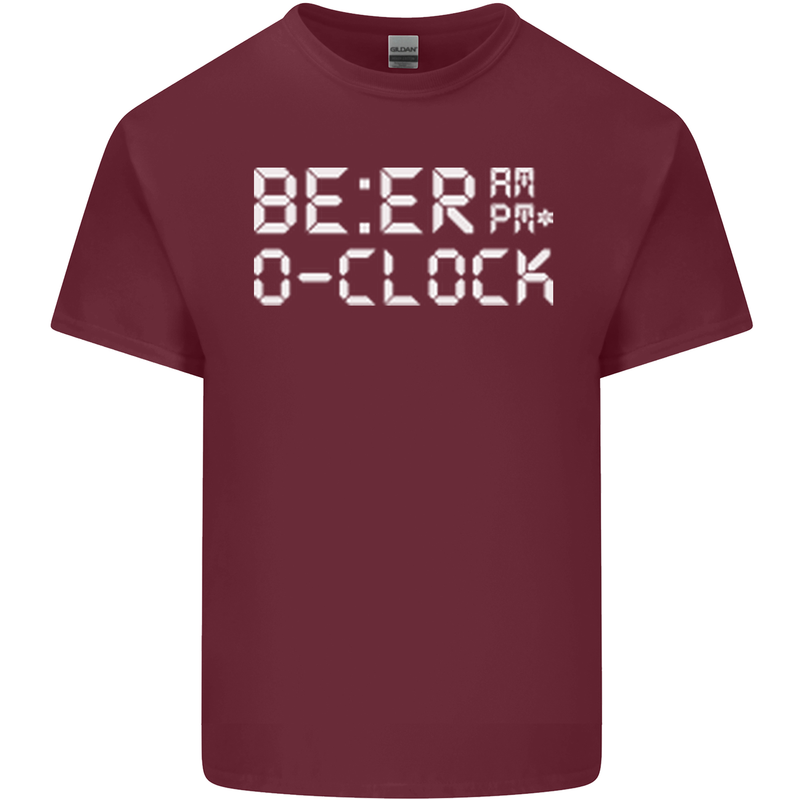 Beer O'Clock Funny Alcohol Drunk Humor Mens Cotton T-Shirt Tee Top Maroon