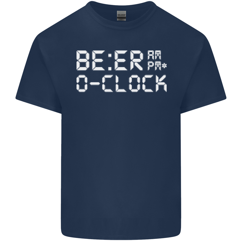 Beer O'Clock Funny Alcohol Drunk Humor Mens Cotton T-Shirt Tee Top Navy Blue