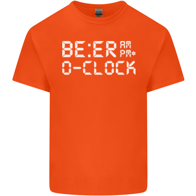 Beer O'Clock Funny Alcohol Drunk Humor Mens Cotton T-Shirt Tee Top Orange