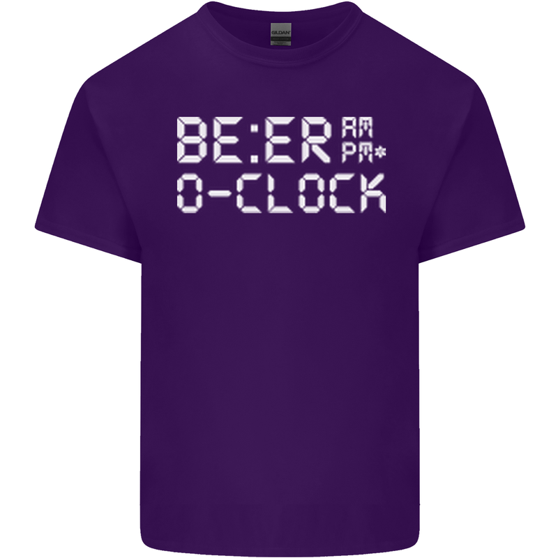 Beer O'Clock Funny Alcohol Drunk Humor Mens Cotton T-Shirt Tee Top Purple