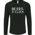 Beer O'Clock Funny Alcohol Drunk Humor Mens Long Sleeve T-Shirt Black
