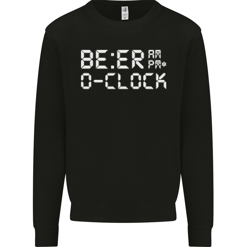 Beer O'Clock Funny Alcohol Drunk Humor Mens Sweatshirt Jumper Black