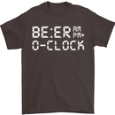 Beer O'Clock Funny Alcohol Drunk Humor Mens T-Shirt Cotton Gildan Dark Chocolate