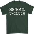 Beer O'Clock Funny Alcohol Drunk Humor Mens T-Shirt Cotton Gildan Forest Green