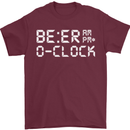 Beer O'Clock Funny Alcohol Drunk Humor Mens T-Shirt Cotton Gildan Maroon