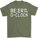 Beer O'Clock Funny Alcohol Drunk Humor Mens T-Shirt Cotton Gildan Military Green