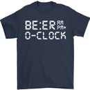 Beer O'Clock Funny Alcohol Drunk Humor Mens T-Shirt Cotton Gildan Navy Blue