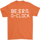 Beer O'Clock Funny Alcohol Drunk Humor Mens T-Shirt Cotton Gildan Orange