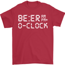 Beer O'Clock Funny Alcohol Drunk Humor Mens T-Shirt Cotton Gildan Red