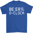 Beer O'Clock Funny Alcohol Drunk Humor Mens T-Shirt Cotton Gildan Royal Blue