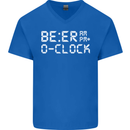 Beer O'Clock Funny Alcohol Drunk Humor Mens V-Neck Cotton T-Shirt Royal Blue