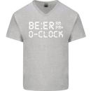 Beer O'Clock Funny Alcohol Drunk Humor Mens V-Neck Cotton T-Shirt Sports Grey