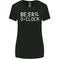 Beer O'Clock Funny Alcohol Drunk Humor Womens Wider Cut T-Shirt Black