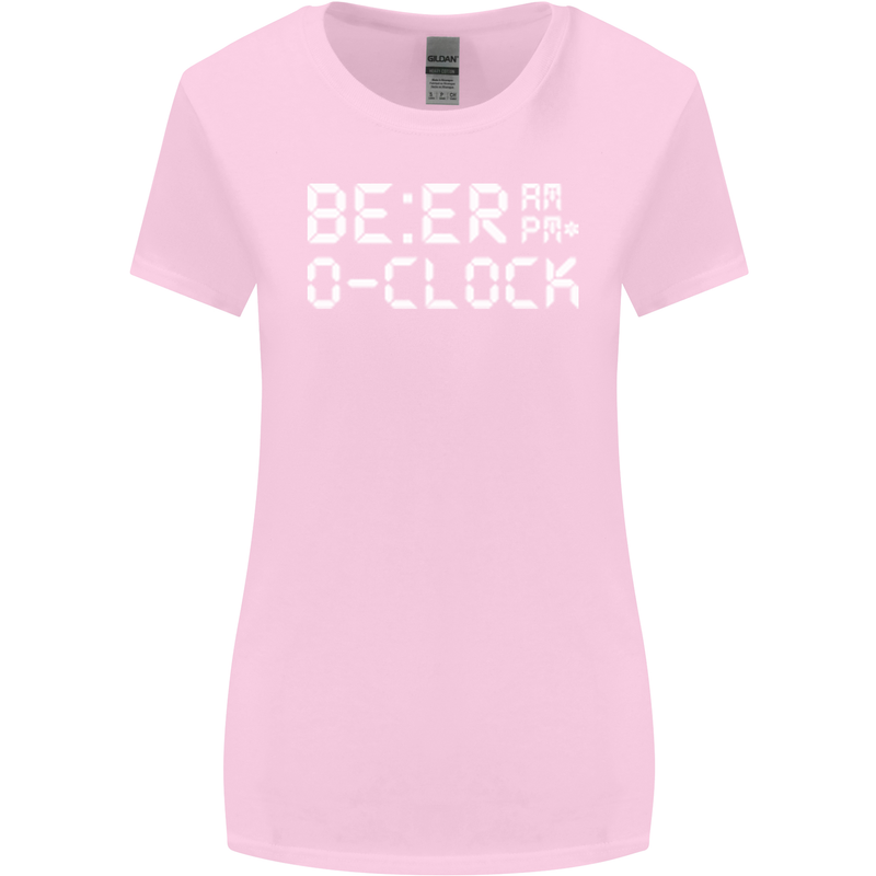 Beer O'Clock Funny Alcohol Drunk Humor Womens Wider Cut T-Shirt Light Pink