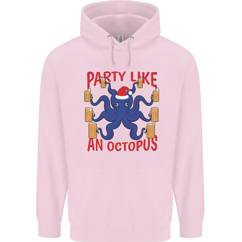Beer Party Octopus Christmas Scuba Diving Childrens Kids Hoodie Light Pink