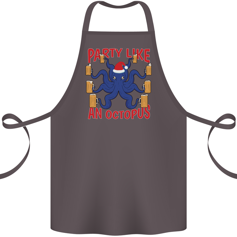 Beer Party Octopus Christmas Scuba Diving Cotton Apron 100% Organic Dark Grey