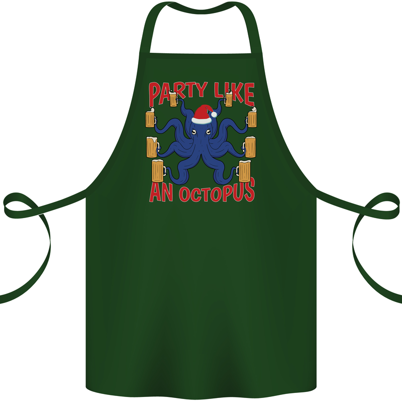 Beer Party Octopus Christmas Scuba Diving Cotton Apron 100% Organic Forest Green