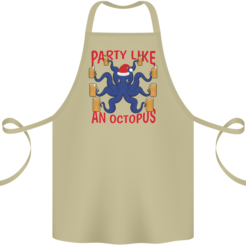 Beer Party Octopus Christmas Scuba Diving Cotton Apron 100% Organic Khaki