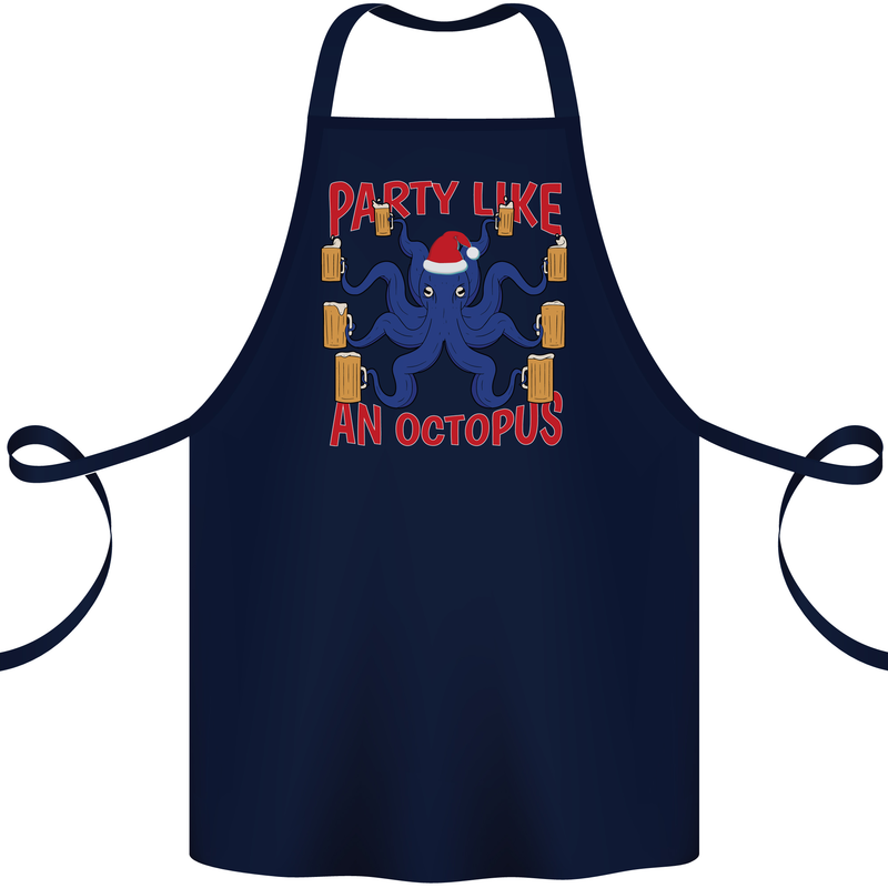 Beer Party Octopus Christmas Scuba Diving Cotton Apron 100% Organic Navy Blue