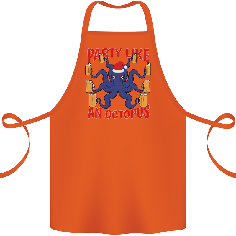 Beer Party Octopus Christmas Scuba Diving Cotton Apron 100% Organic Orange