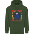 Beer Party Octopus Christmas Scuba Diving Mens 80% Cotton Hoodie Forest Green