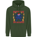 Beer Party Octopus Christmas Scuba Diving Mens 80% Cotton Hoodie Forest Green