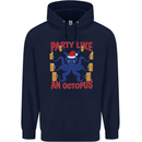 Beer Party Octopus Christmas Scuba Diving Mens 80% Cotton Hoodie Navy Blue