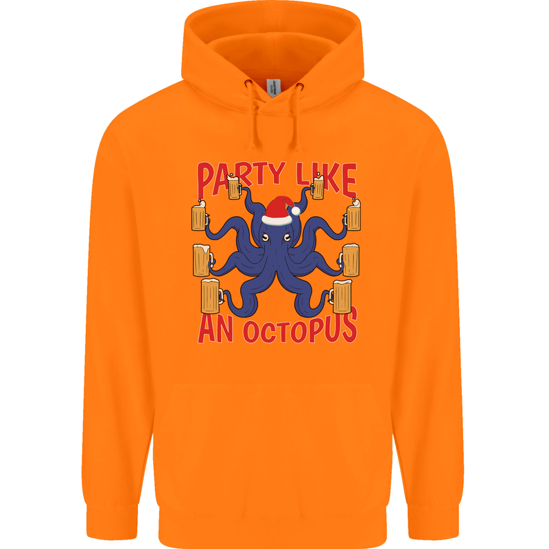 Beer Party Octopus Christmas Scuba Diving Mens 80% Cotton Hoodie Orange